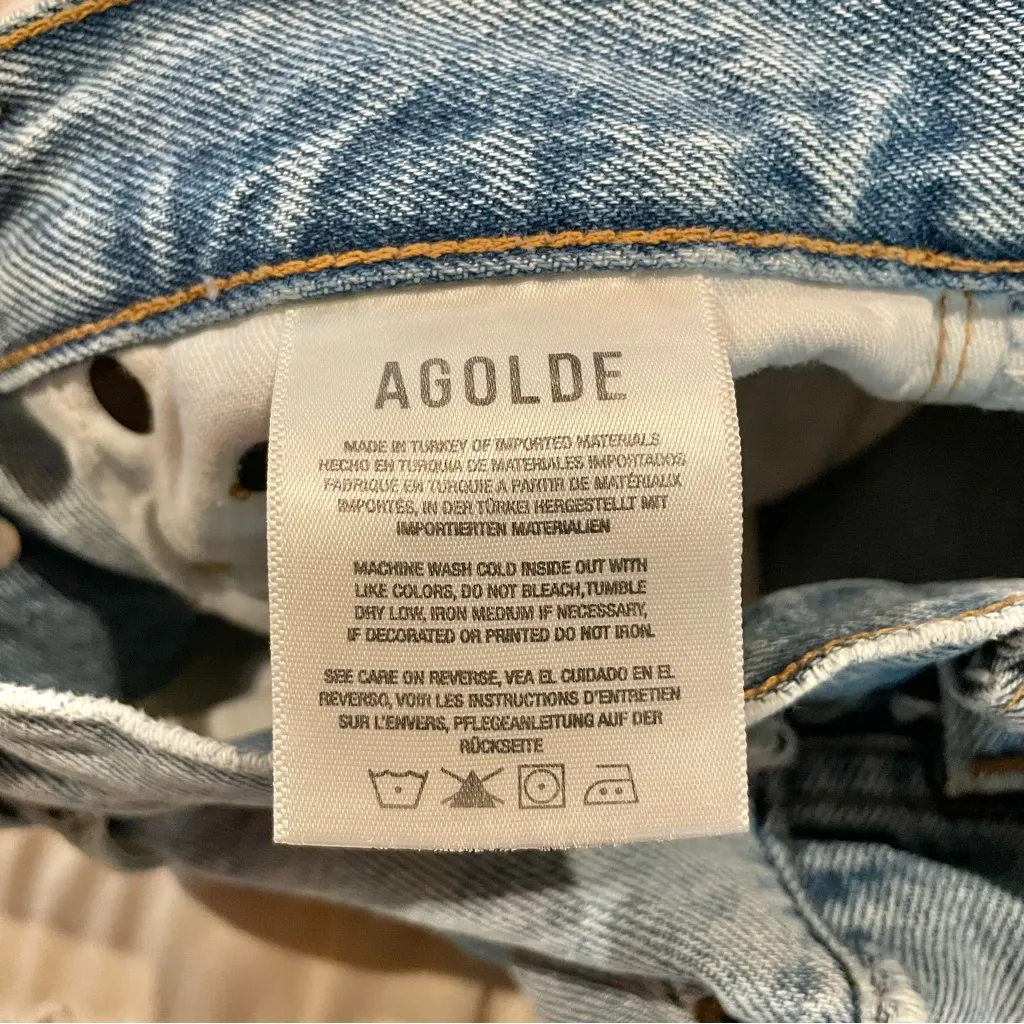 Agolde Riley Denim Jean Cut Off Short in Snapshot 24 Button Fly High Rise Casual - Image 5