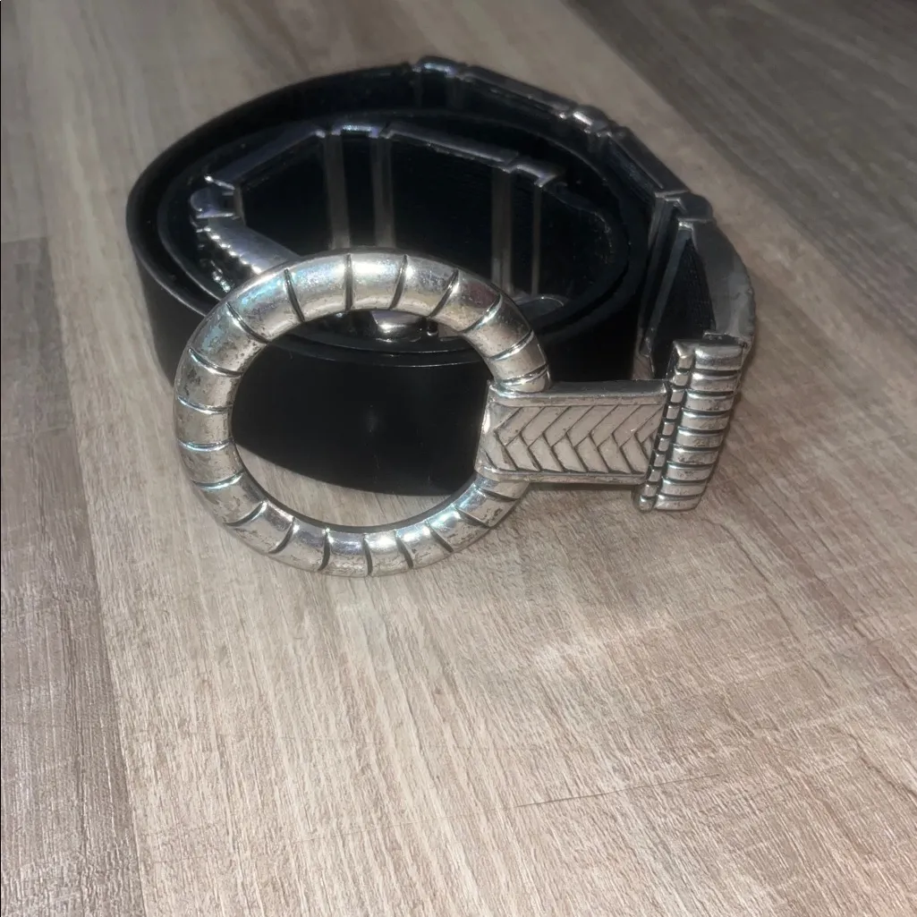 Chico’s Silver Hardware Stretch Hook Genuine Leather Hip Belt Sz L - Image 8