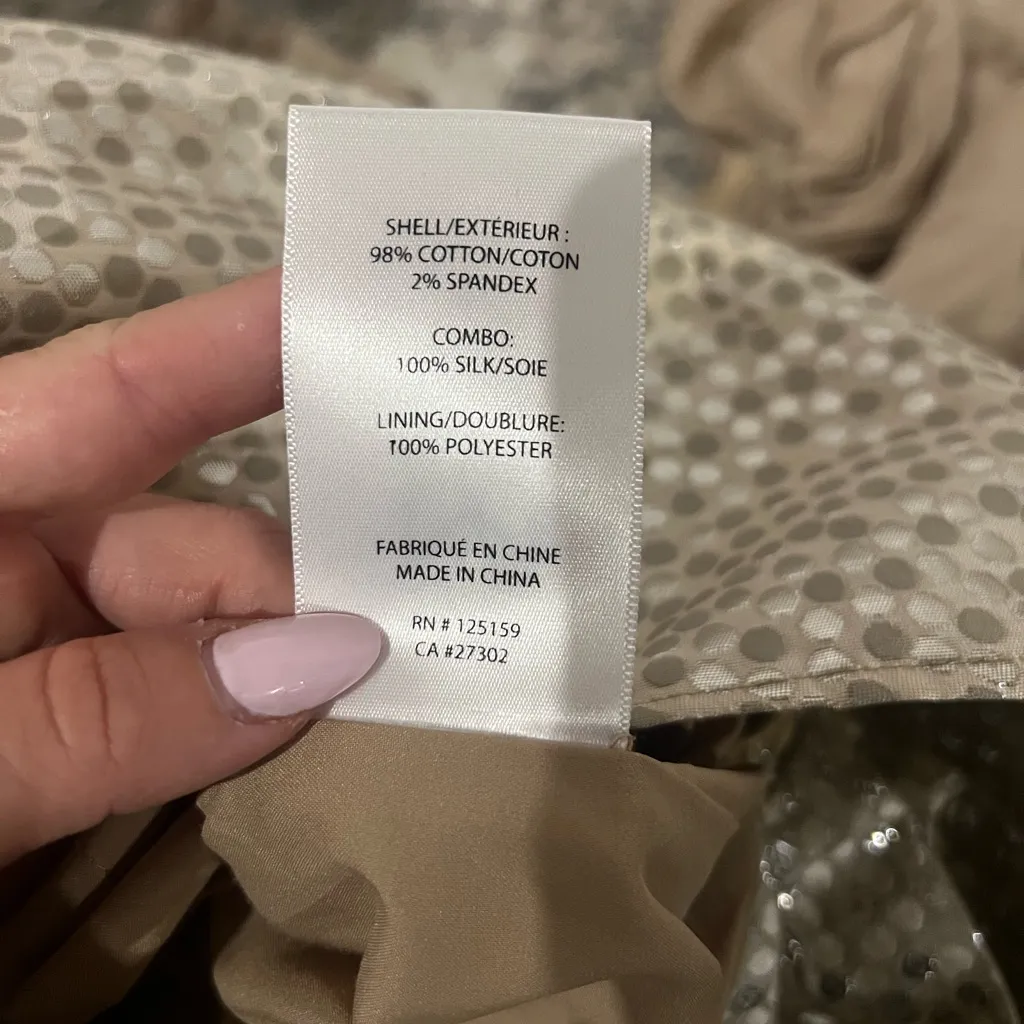 Mackage Collection Tan Puff Sleeve Polka Dot Midi Dress Size 8 US - Image 9