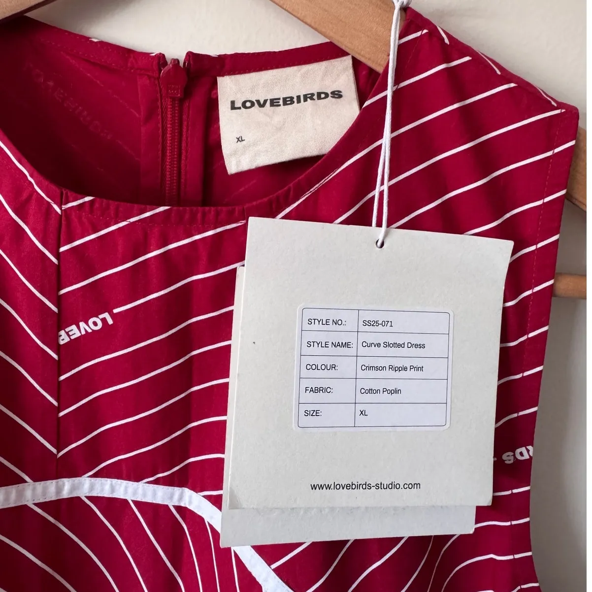 NWT LOVEBIRDS Rosie Sleeveless Striped Cotton Midi Dress in Crimson Size XL Red - Image 5