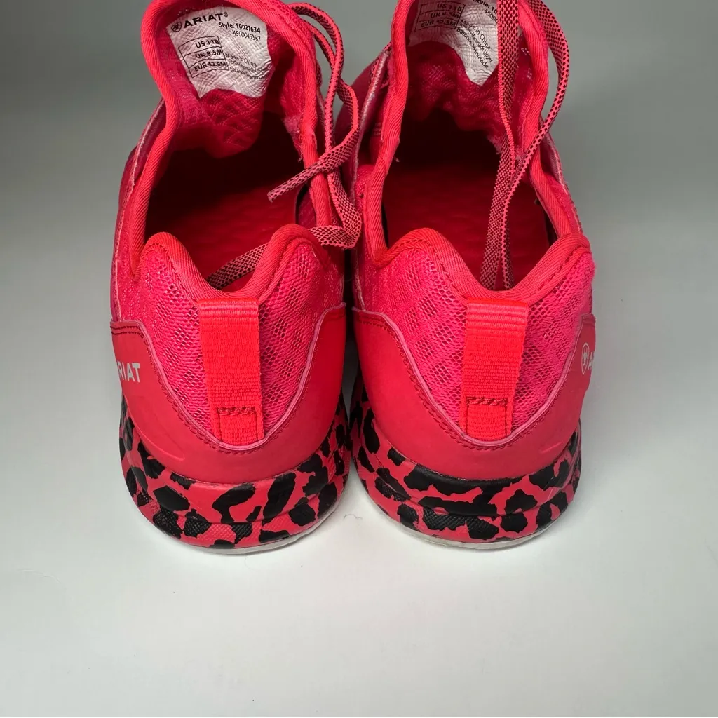 ARIAT Women's Shoes Sneakers Fuse Leopard Bright Pink Mobwife Sz 11 Workout Gym - Image 8