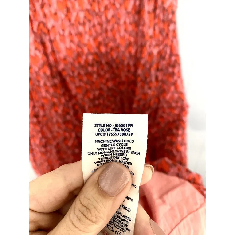 Joie Red Tea Rose Printed Bondi Tiered Cotton Summer Boho Midi Dress XL - Image 4