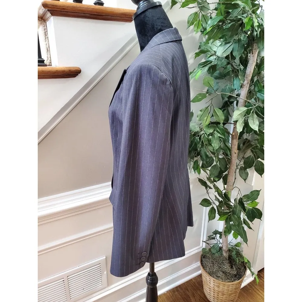 Norma Kamali Gray Polyester Single Breasted Three Buttons Fitted Blazer 12 - Image 5