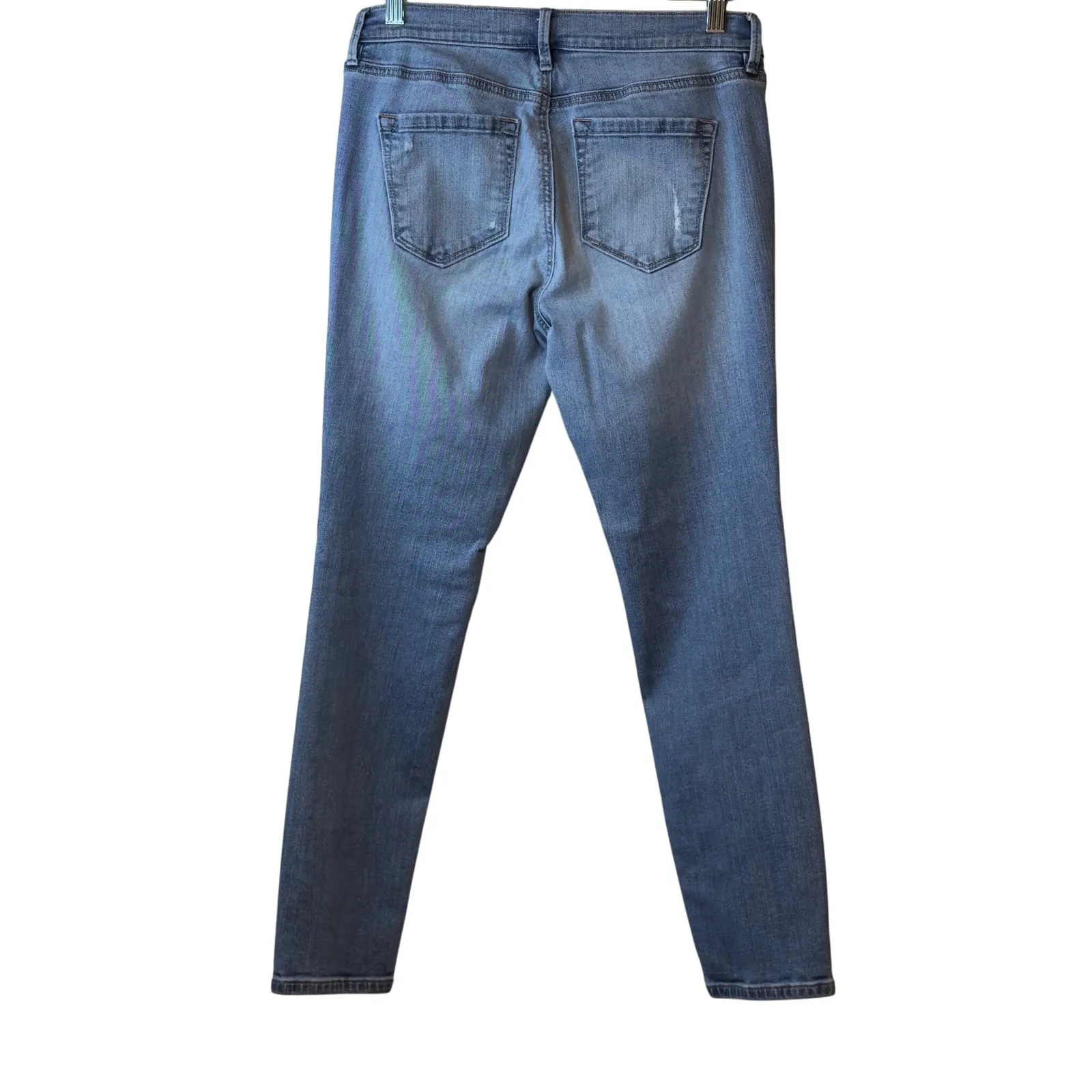 LOFT Ann Taylor Light Wash Distressed Skinny Cropped Denim Jeans Size 28" - Image 3