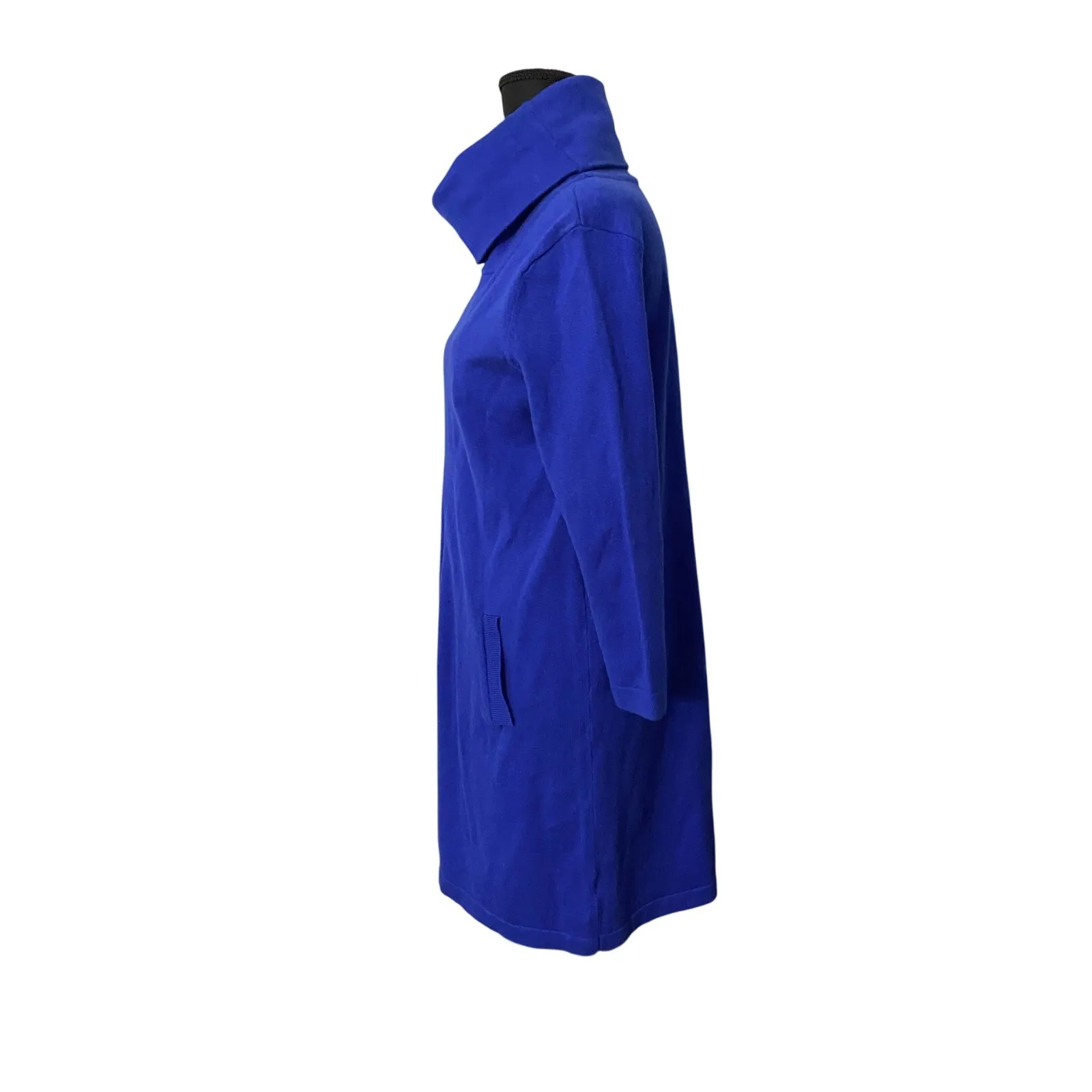 Tyler Böe Blue Funnel Neck Sweater Dress Small Cotton Cashmere Knit Pockets - Image 3