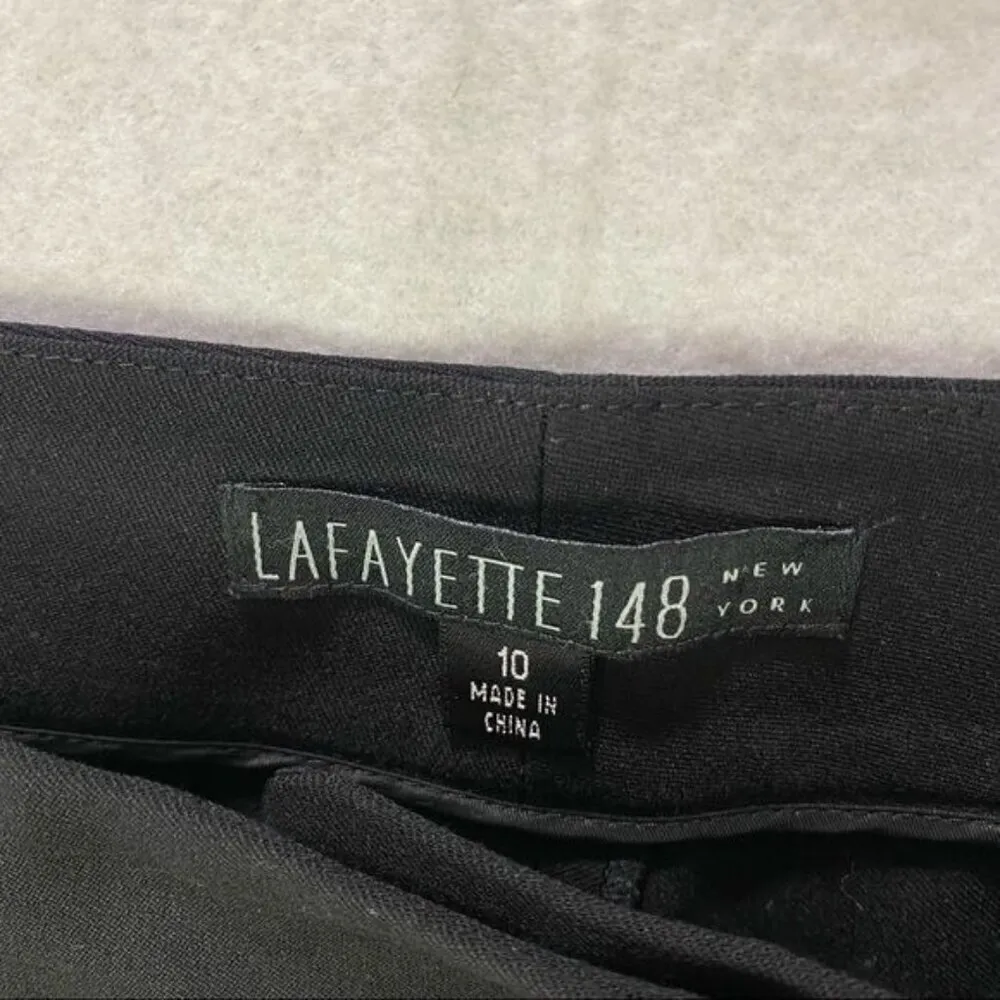 Lafayette 148 New York Black Stretch Virgin Wool‎ Bootcut Pant Size 10 - Image 4