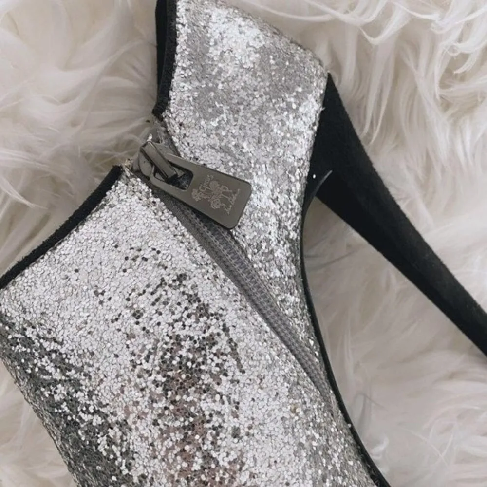 Circus Sam Edelman Silver Glitter Heel Boot Bootie Size 6.5 - Image 5