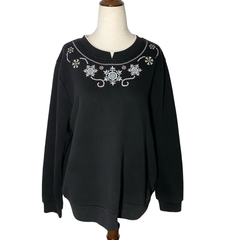 VINTAGE BRECKENRIDGE Embroidered Sequin Snowflake Sweatshirt - Image 3