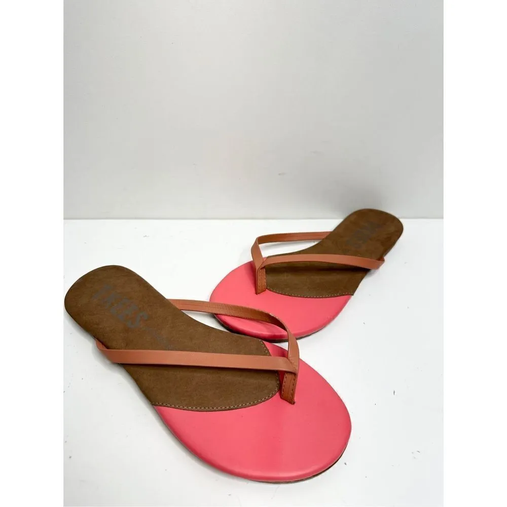 Tkees Sandals Womens Size 5US Leather Countours Pink Brown Slip On - Image 4