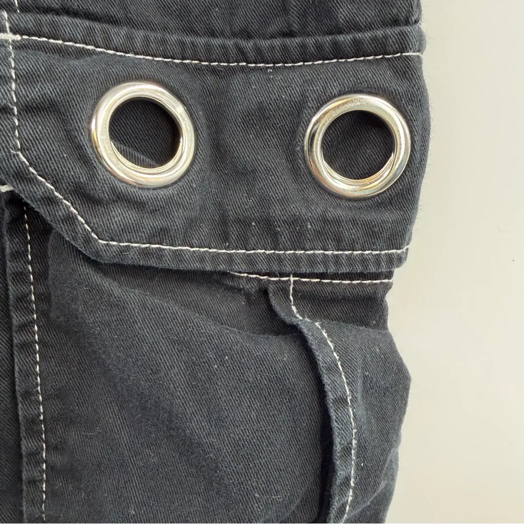 Hot Topic Black White Contrast Grommet Carpenter Pants size 11 wide leg relaxed - Image 7