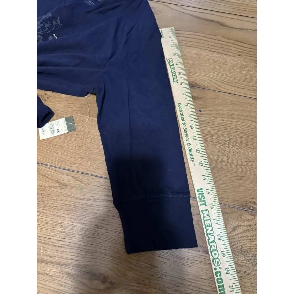 Eddie‎ Bauer Women V Neck Knit Tunic Top Size XXL Botanic Dark Navy Cotton NWT - Image 6