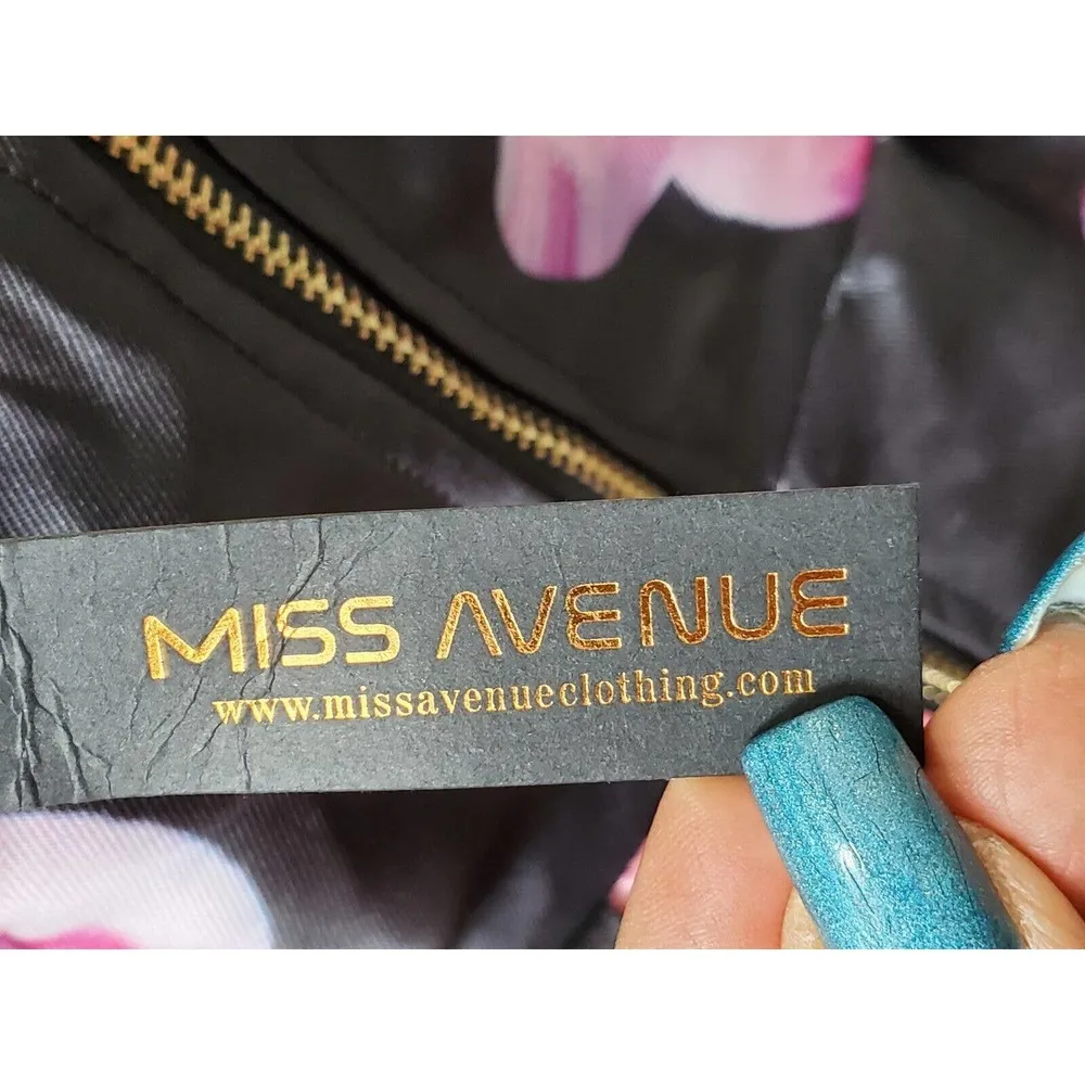 Miss Avenue Women's Black Floral Polyester Sleeveless Knee Length Dress Size M - Image 8