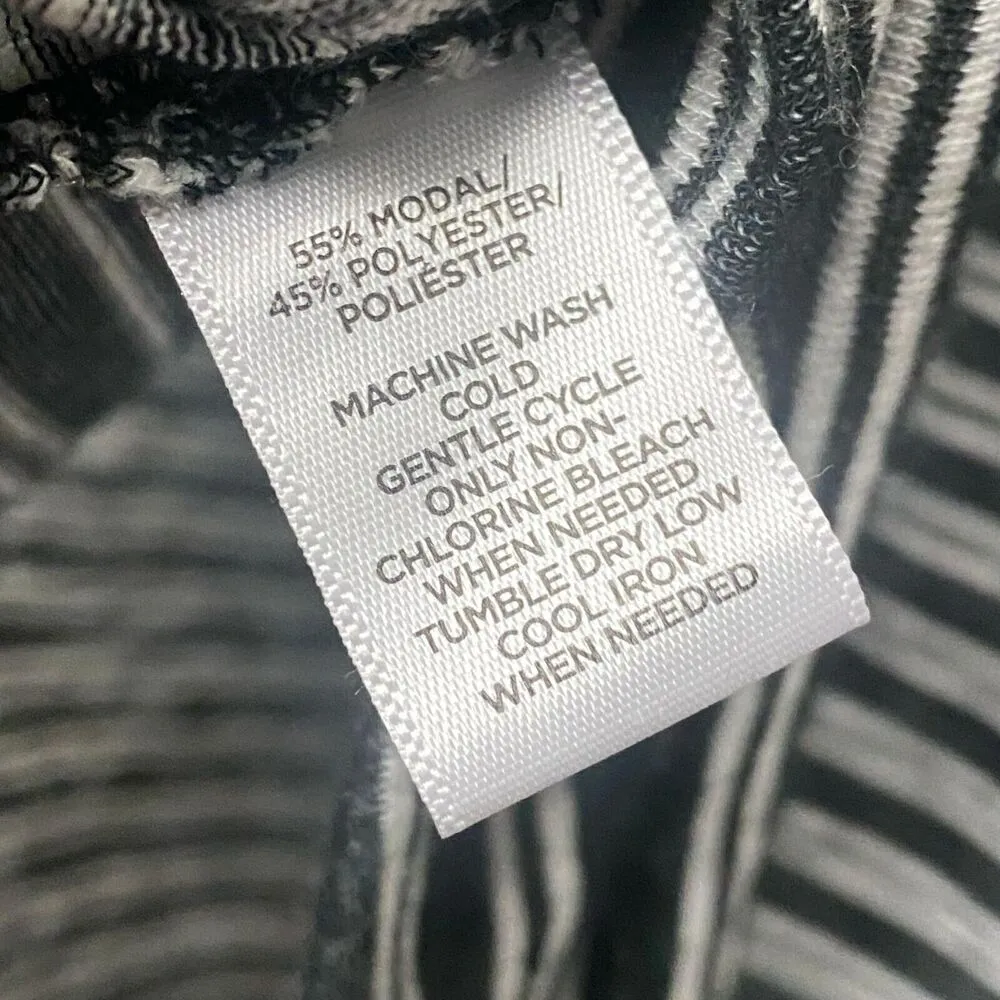 Ann Taylor Loft Women’s Shirt XL Black White Striped Long Sleeve Round Neck - Image 8