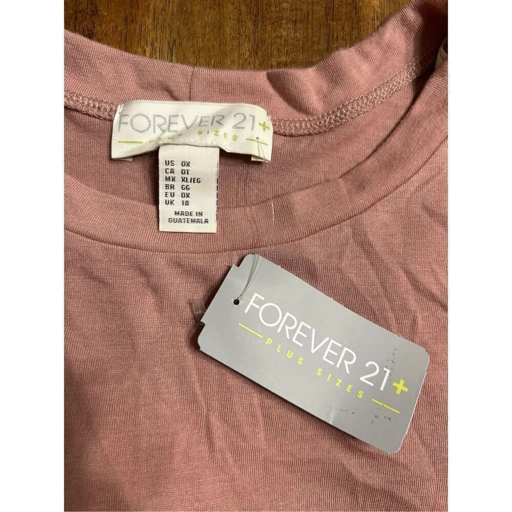 Forever 21+ Plus Size 0X Womens Knit Short Sleeve Tunic Top Mauve - Image 4