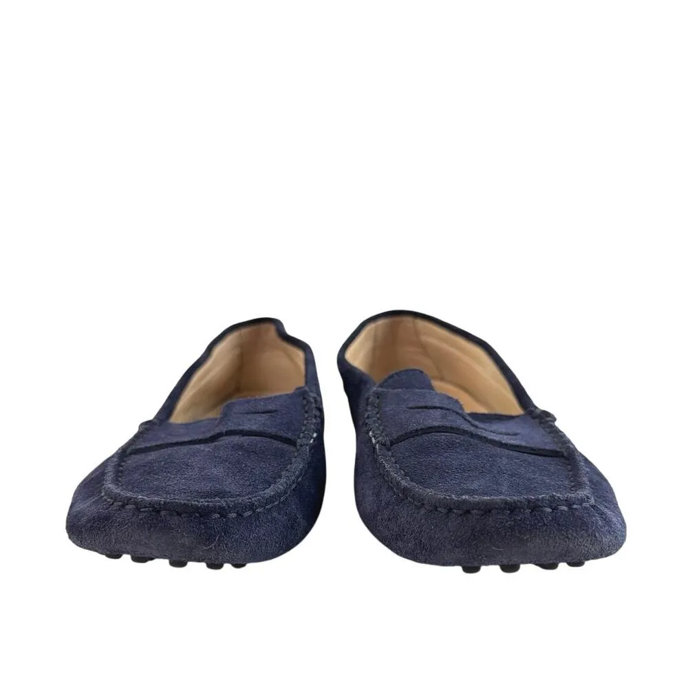 Tod's Gommino Women's Blue Suede Low Top Slip On Flats Loafers Shoes Size US 6 - Image 2