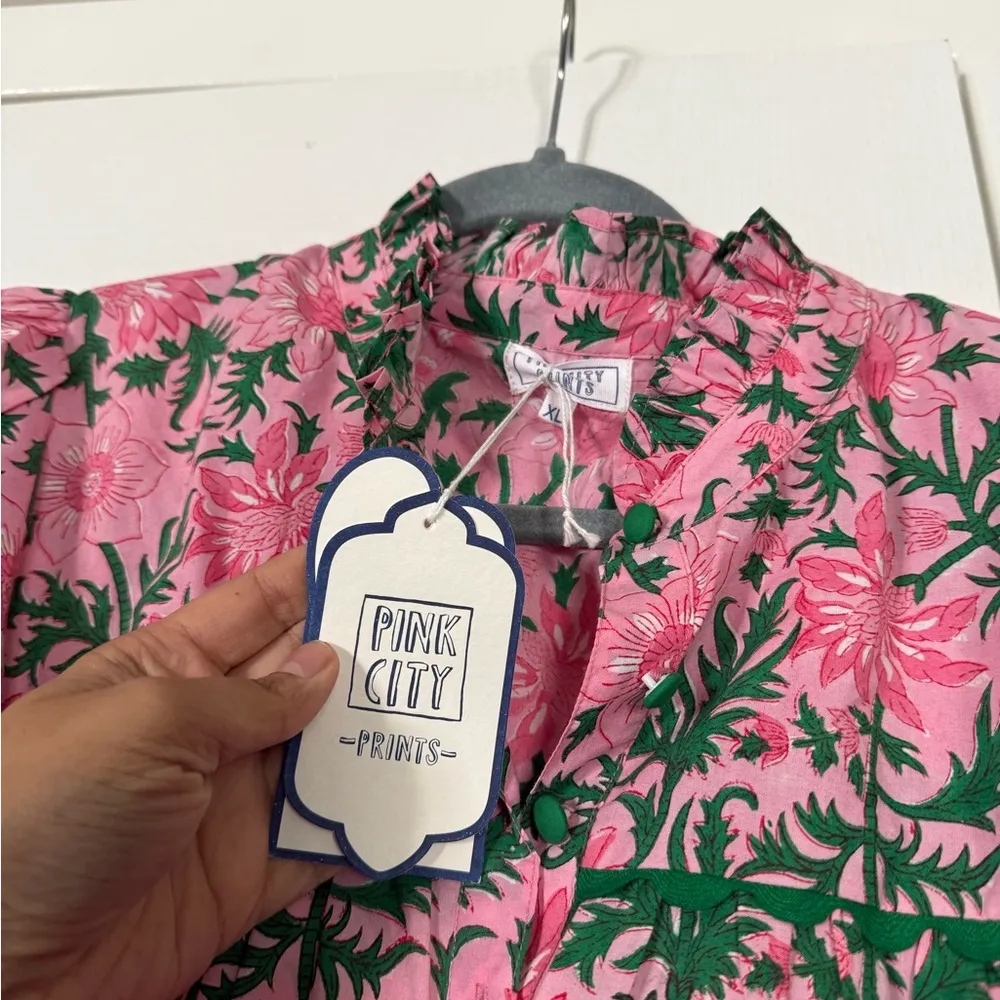 Pink City Prints Tuckernuck Margot Maxi Dress Bubblegum Rose Gardenia Floral NWT Size XL - Image 6