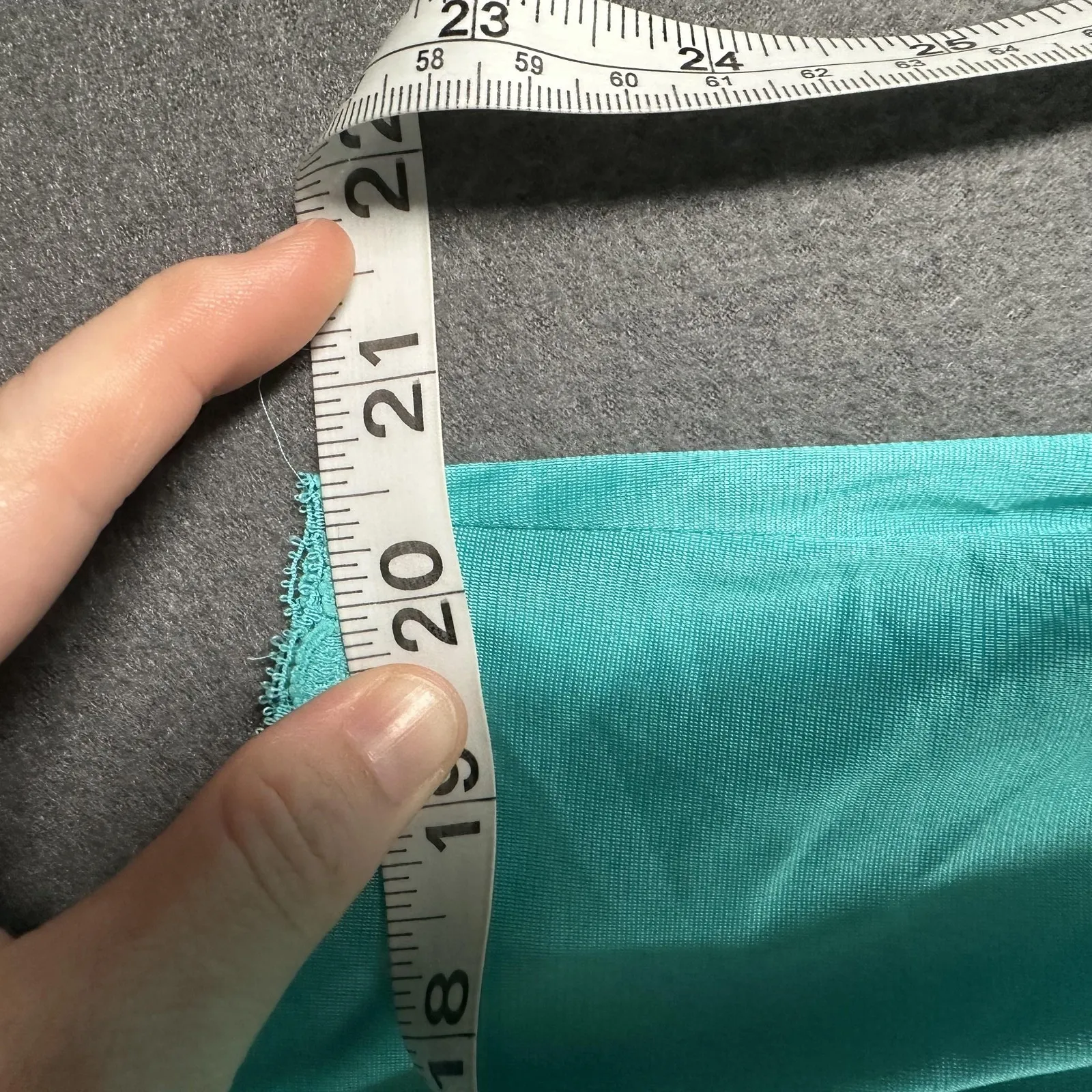 Vintage Vanity Fair Nightgown Womens Medium Teal Lace Chemise Made USA 90s - Image 8