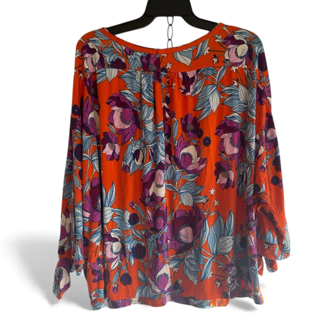Free People Keepin On Floral Top Blouse Lg Tie Sleeve Boho Cottagecore  Bodycon - Image 2