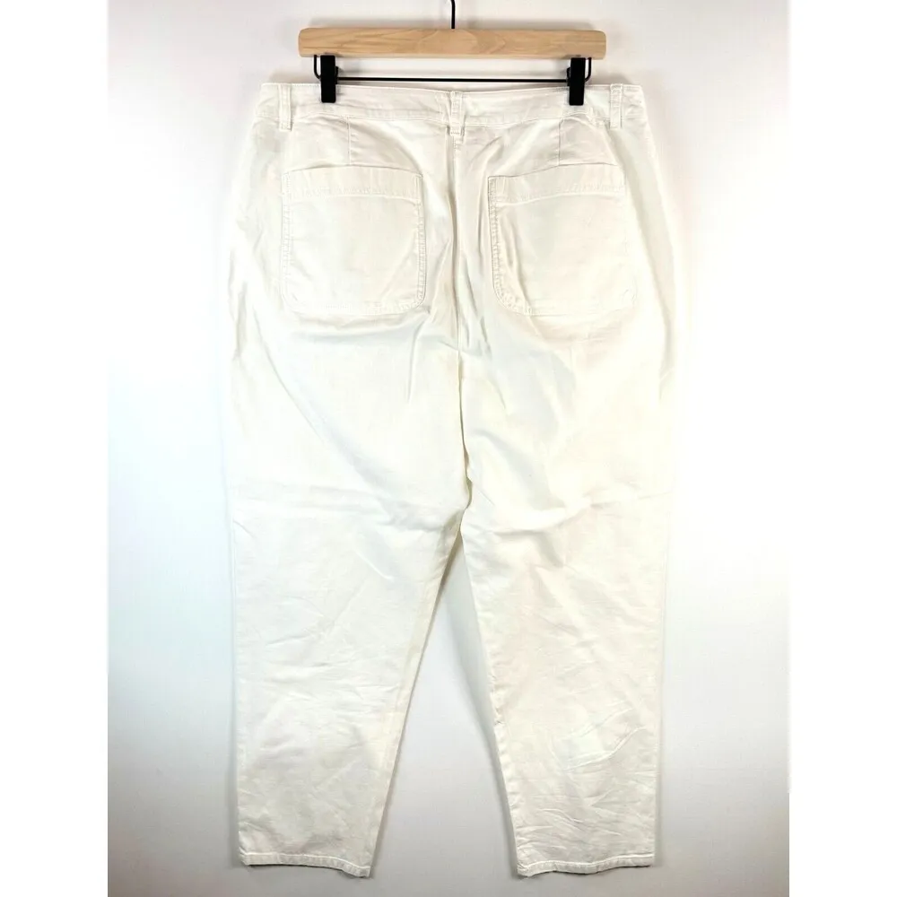 Eileen Fisher Womens Pants White Chino Organic Cotton Mid Rise Stretch Size 14 - Image 2
