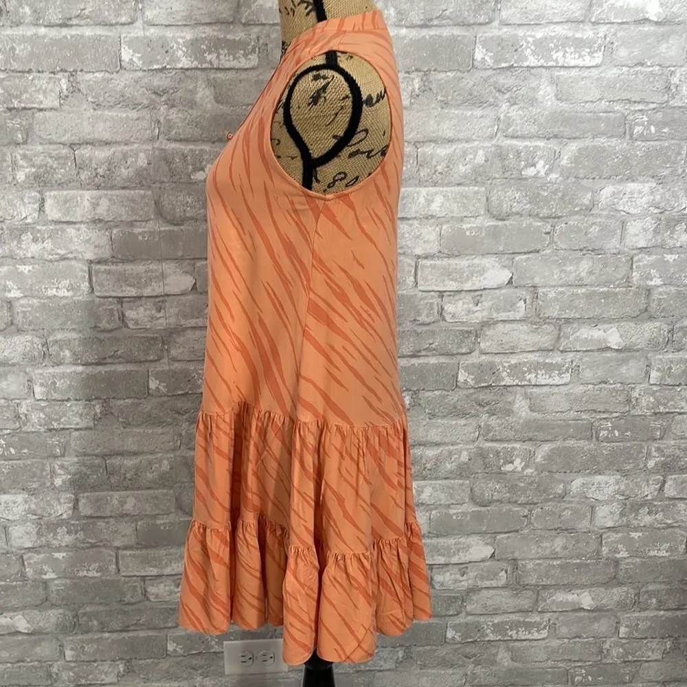 Nine West Orange Zebra Flouncy Button-Front Tiered Dress - Image 3