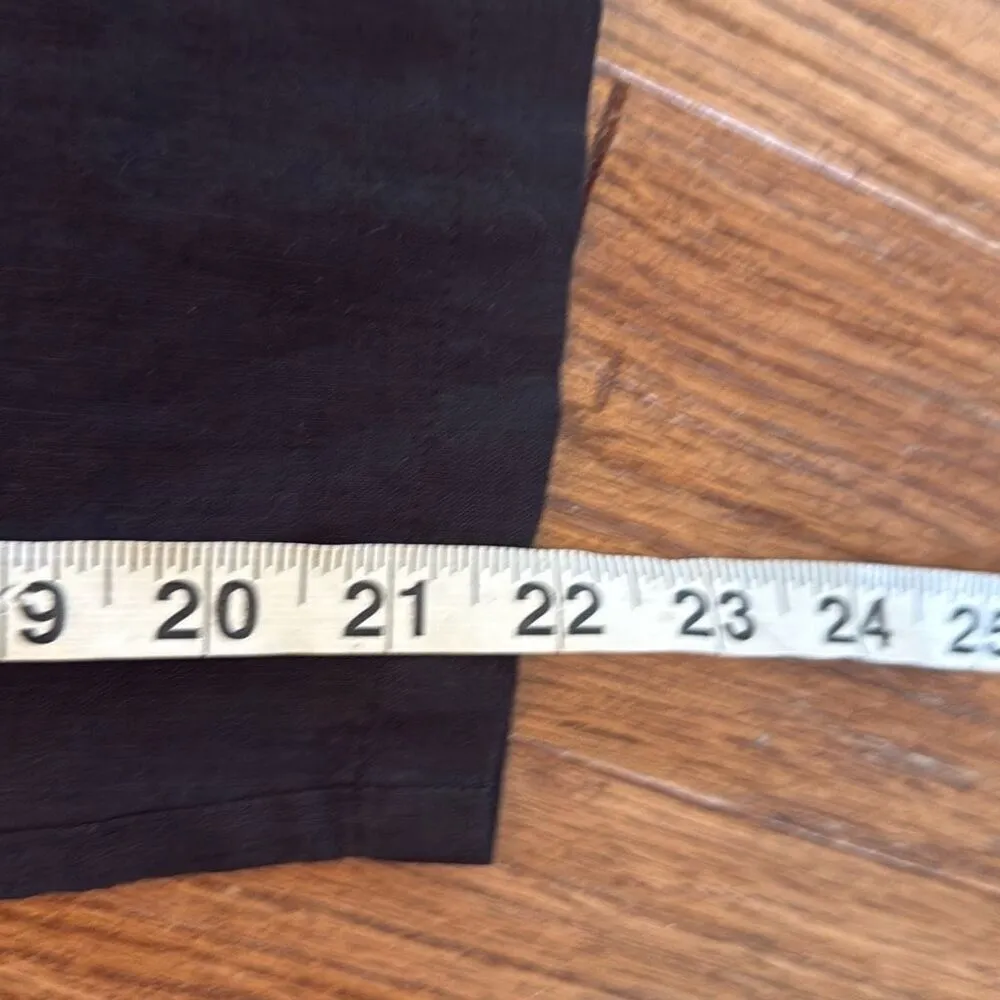 Eileen Fisher black straight crop linen blend pant large petite - Image 6