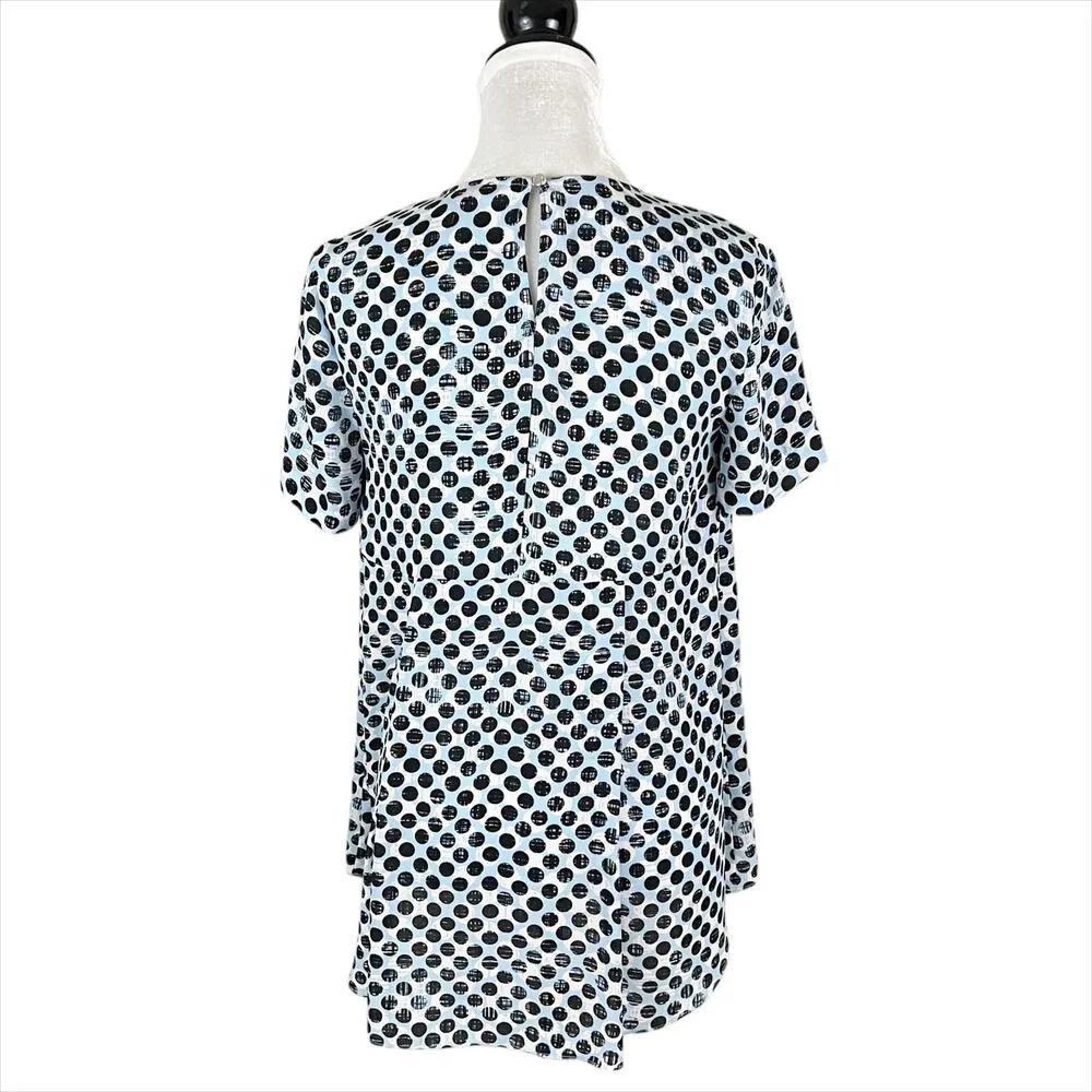 Vince Camuto Black Polka Dot Short Sleeve Blouse Size XS - Image 2