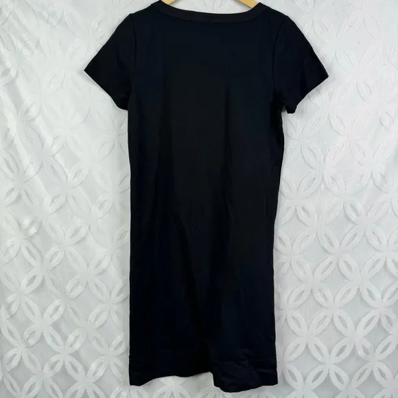 Gap Black Short‎ Sleeve Button Neck Pintuck T-Shirt Dress Size 10 - Image 12