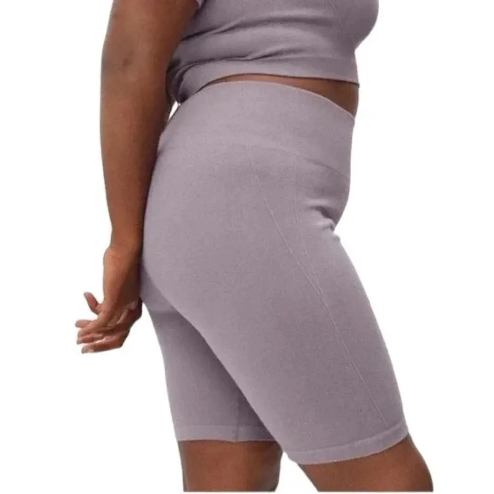 Everlane Lavender Purple Ribbed Seamless High Rise Bike Shorts Size XS/S NWT - Image 2