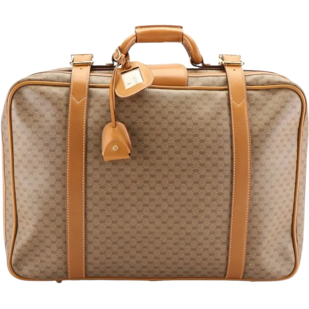 EVC Gucci Micro GG Coated Canvas and Leather Travel Bag Luggage Tag, lock, key - Image 3