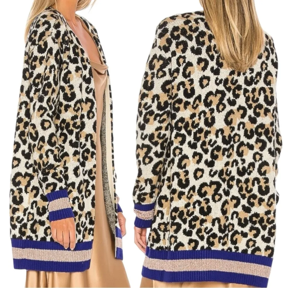 Revolve Central Park West Oversized Leopard Nio Chunky Knit Cardigan XS Striped - Image 2