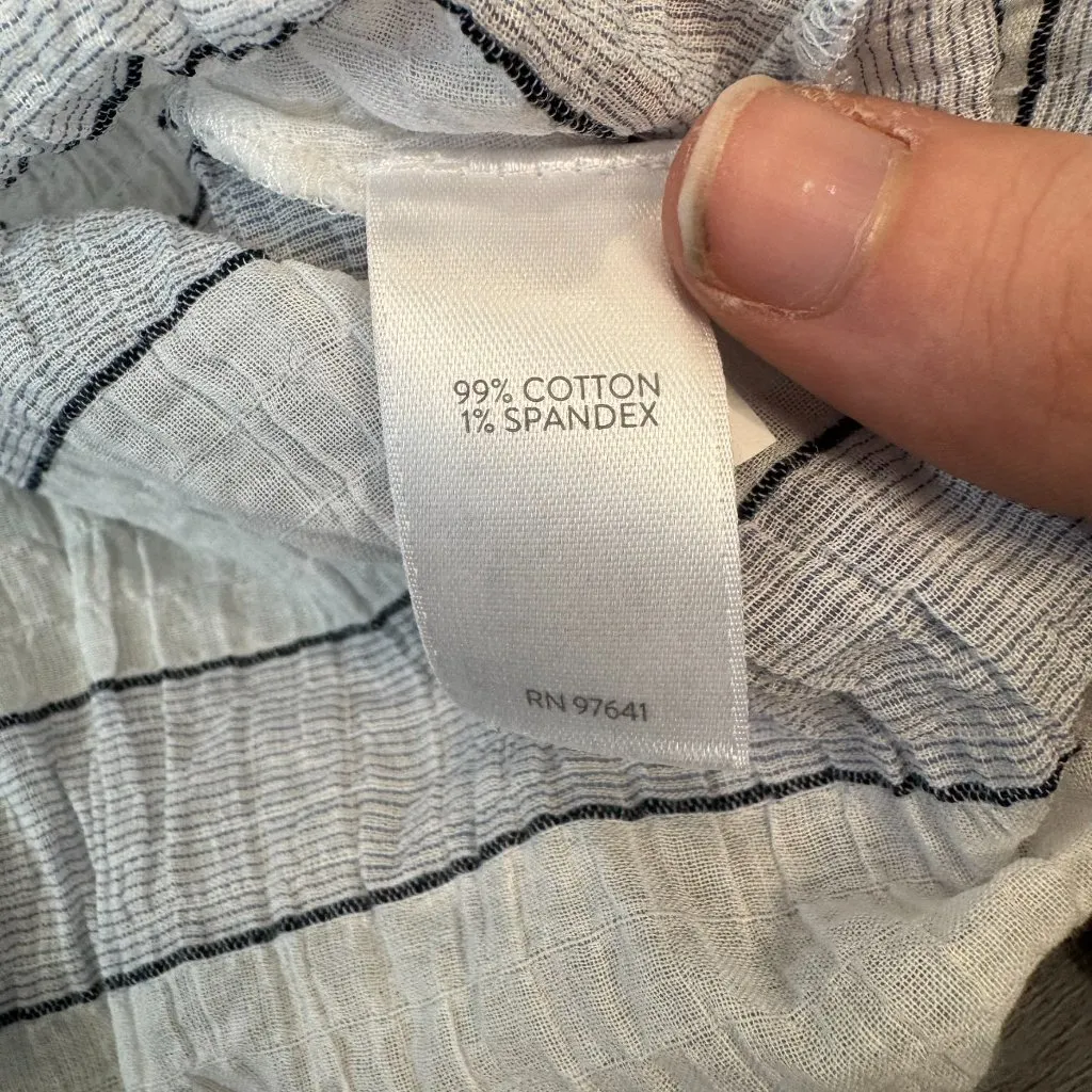 J. Jill Blue White Stripe Button Down Tunic Lightweight H17 - Image 3