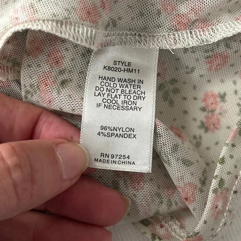 Coquette Y2K Mini Floral Mesh Top Sz M Deep V Ruch Festival Crop Cottage Fairy Green Size M - Image 10