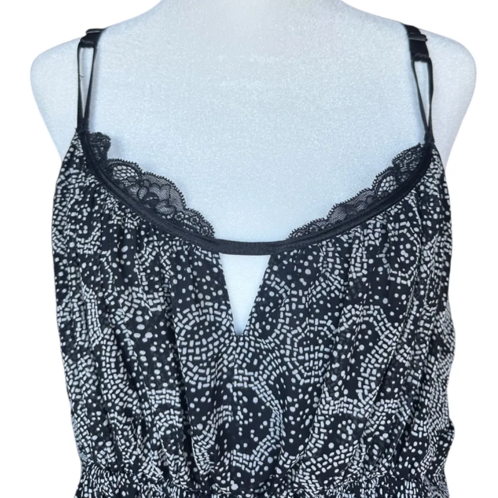 Oscar De La Renta Vtg Pink Label Black And White Lingerie Lace Slip Dress - Image 2