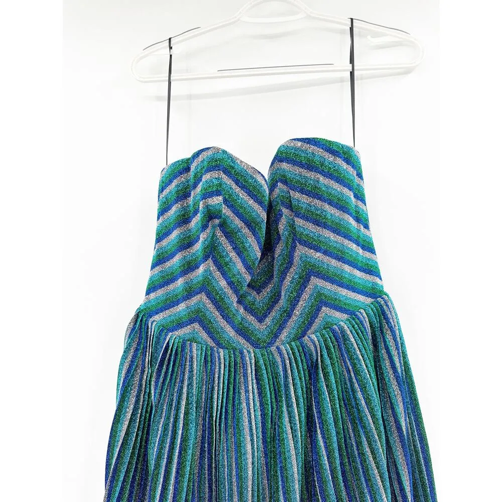 Dress the Population Rosalie Metallic Stripe Strapless Cocktail Dress L NWT - Image 8