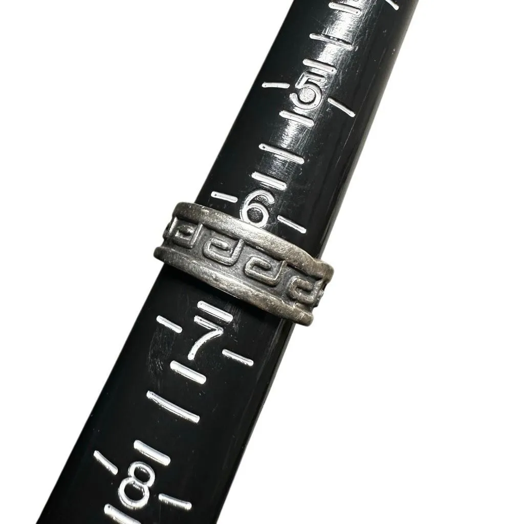 Vintage Taxco Mexico Sterling Silver Greek Key Band Ring - Image 6