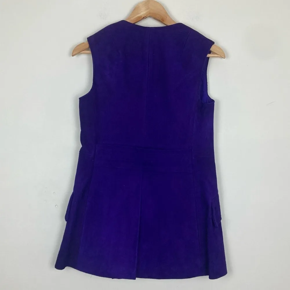Vintage 70s Lillie Rubin purple suede double breasted mod mini dress. - Image 4
