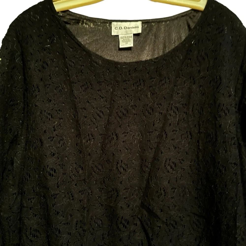 Vintage C.D. Daniels Black Lace Top Size 2X - Image 2
