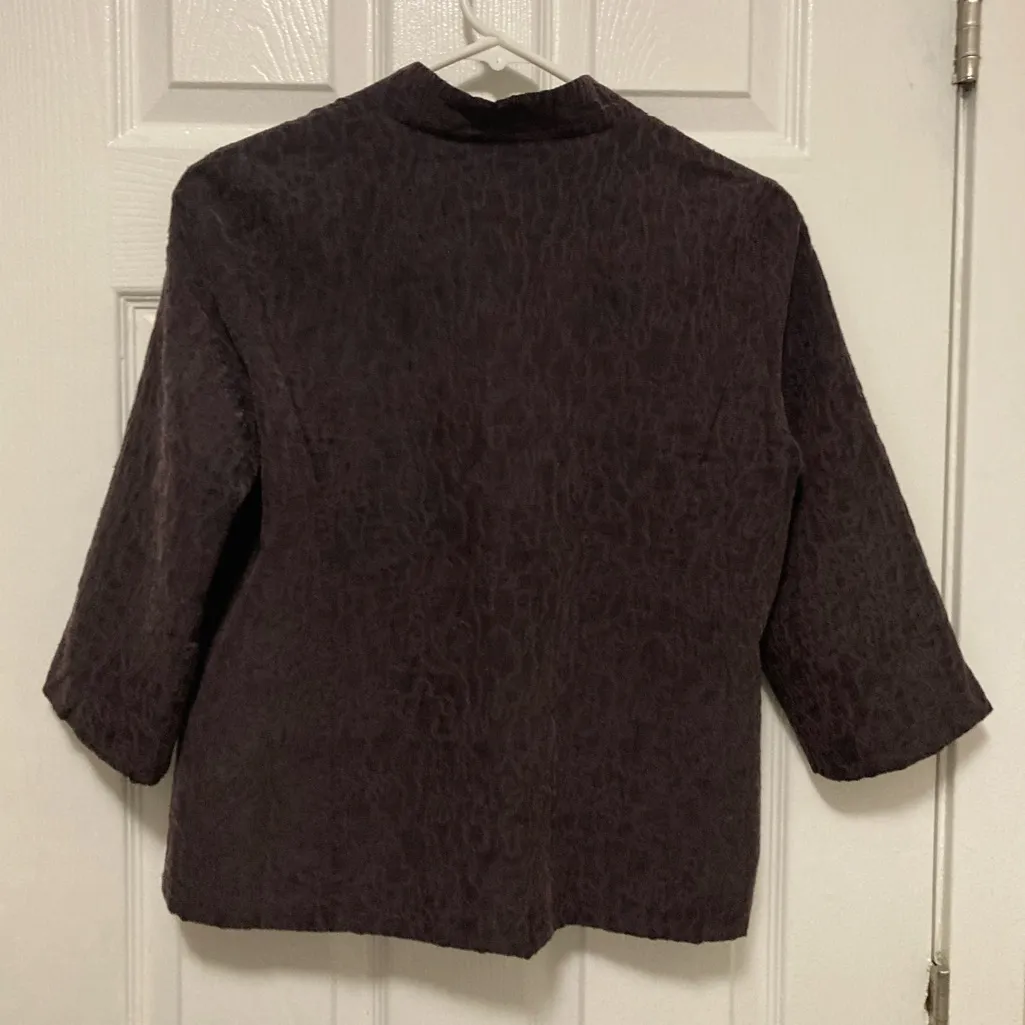 Eileen Fisher Women's Petite Purple 100% Silk Textured Cropped Blazer - Image 7