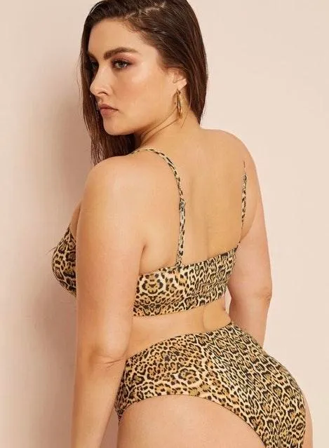 Cheetah Print Bandeau Bathing Suit - Image 3