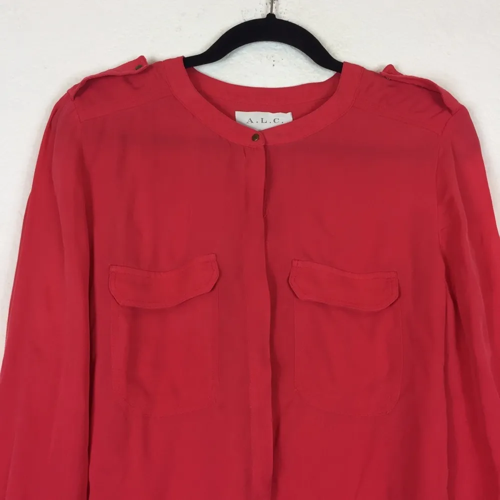 A.L.C. Juliette Silk Utility Blouse In Strawberry - Image 6
