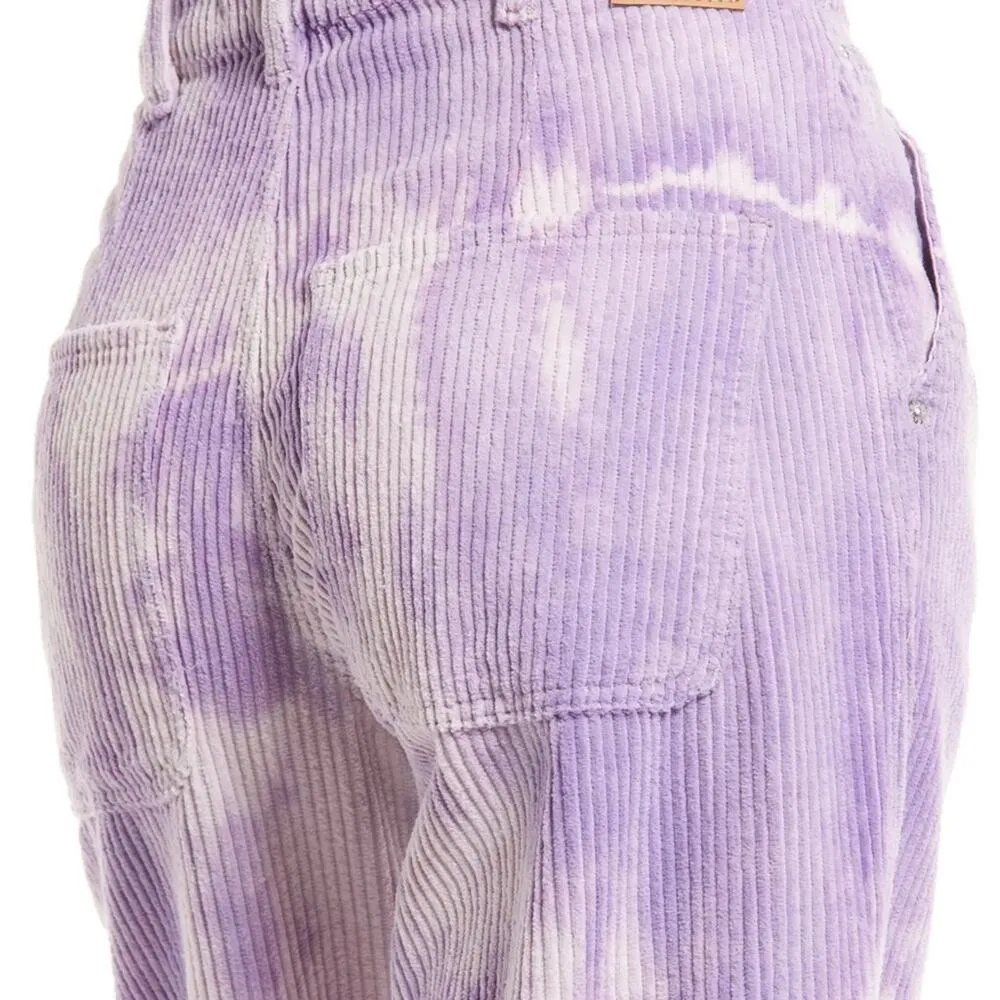 We the Free People Reese Pitched Straight Leg Corduroy Tie Dye Purple Pants 30 - Image 3