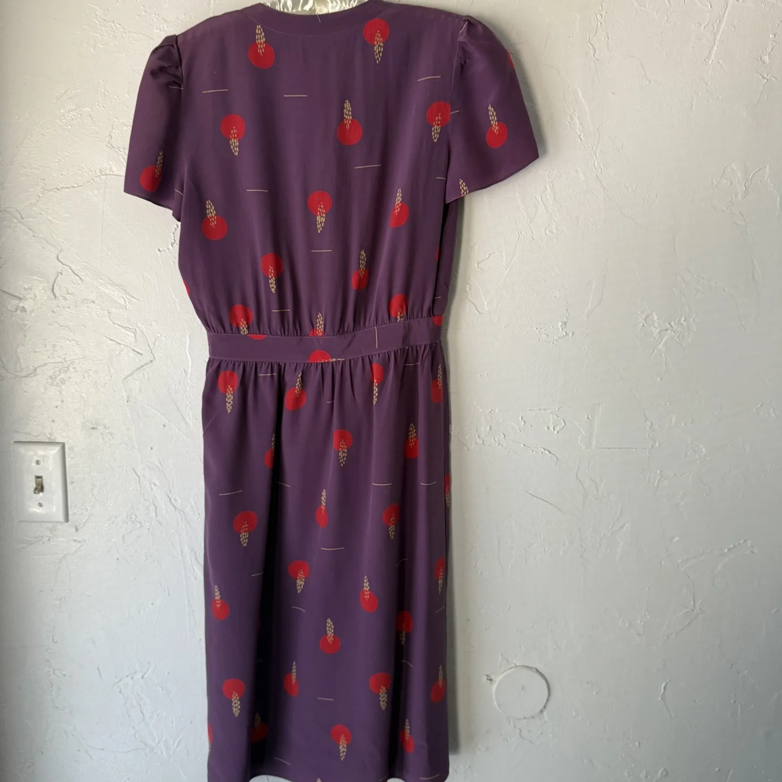 Maggy London‎ Vintage 60s Dress 10 Silk Midi Button Short Sleeve Floral Print - Image 9