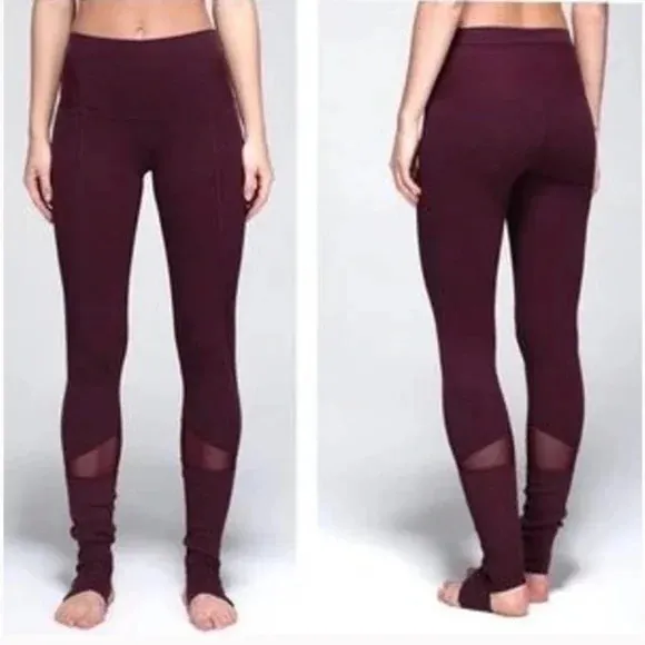Lululemon Athletica Devi Yoga Deep Red Mesh Leggings - Image 2
