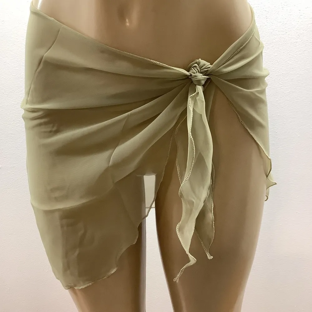 Zuliana Earth Tones Chic Sheer Sarong Wrap Skirt Bundle Of 3. New Tan - Image 3