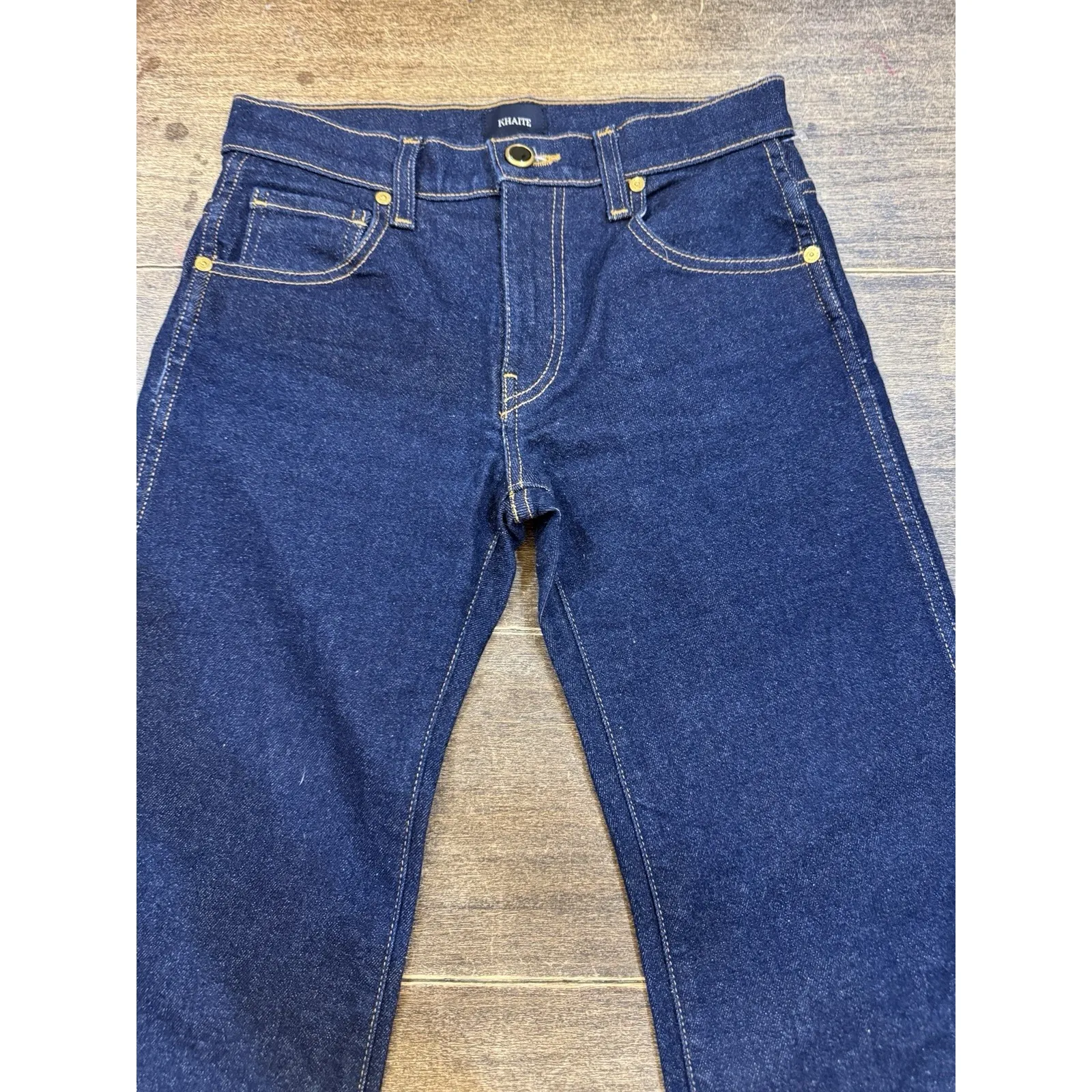 Khaite WENDELL CROPPED MID-RISE WIDE-LEG JEANS IN DARK DENIM Size 24 - Image 4