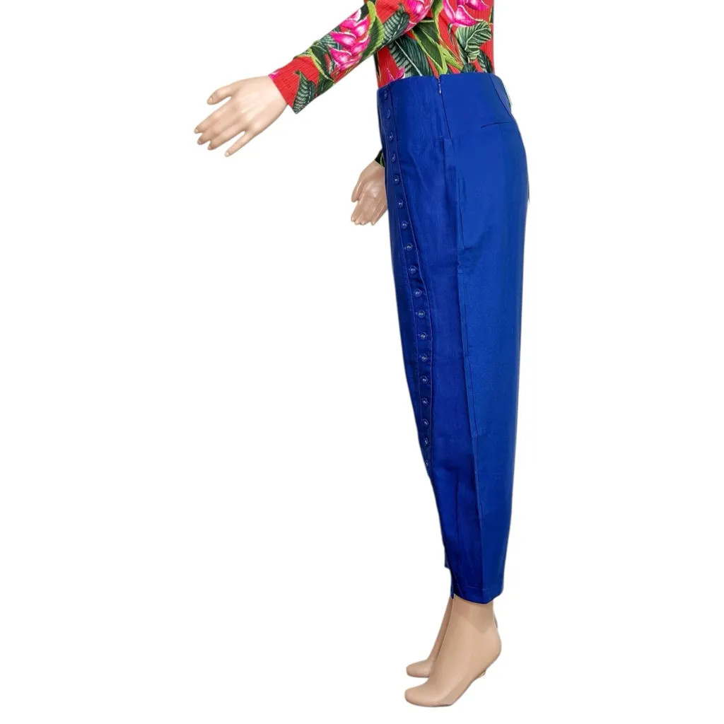 FARM RIO High Waisted Buttoned Blue Pants, Navy Blue, Small - Image 11