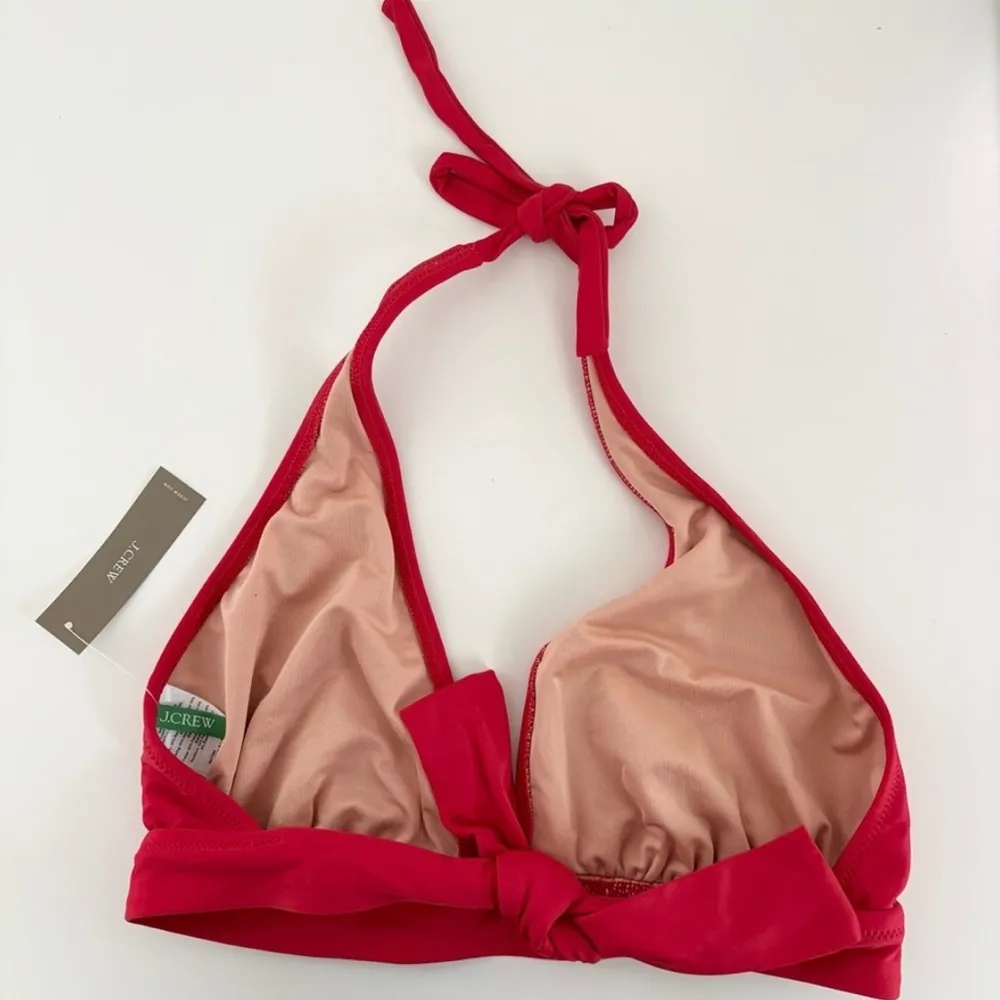 NWT J. Crew DD halter Tie-back Bikini Top Mesh Red - Image 3
