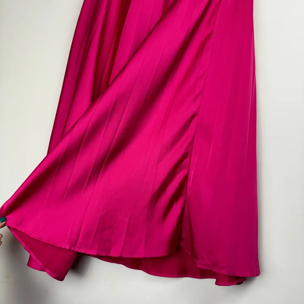 J. Crew Satin Pleated Midi Skirt Sz XS Bright Barbie Pink - Image 7