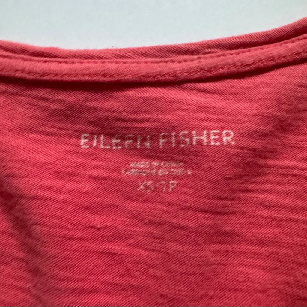 Eileen Fisher Organic Cotton Pink V-Neck Short Sleeve T-Shirt Size X-Small NWOT - Image 3