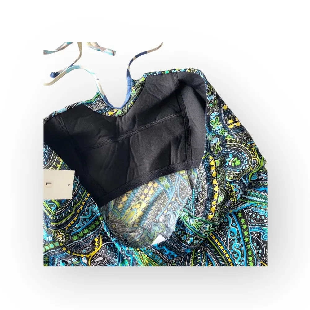 new Papillon Blanc 🝮 Shaped Halter Bustier Top 🝮 Floral Paisley Print 🝮 Blue - Image 11